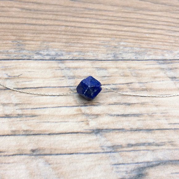 Lapis choker necklace, sterling silver, September birthstone, crystal healing - Picture 2 of 9